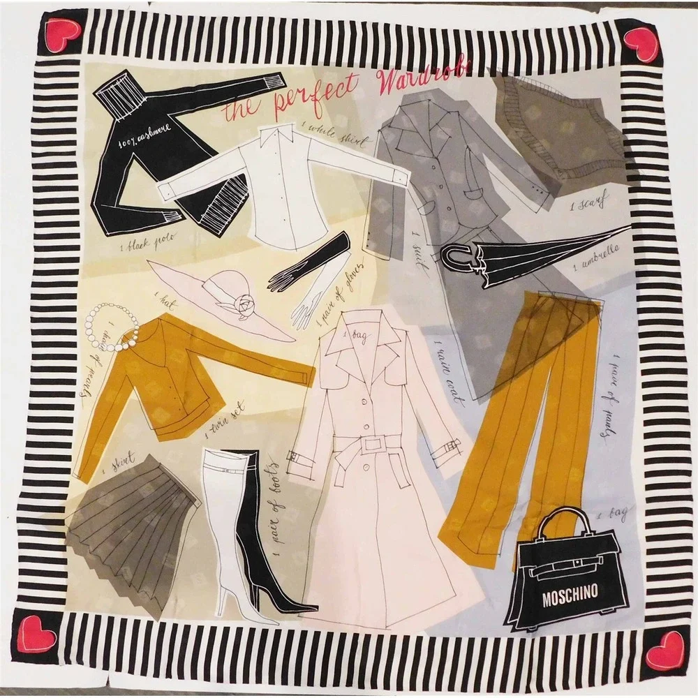 Moschino Larioseta The Perfect Wardrobe‎ 100% Silk Scarf 34 x 34